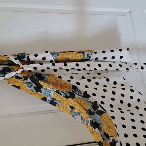 Forever U Collection Asymmetric Dress Bright Floral and Polkadot Mix - Picture 3 of 6